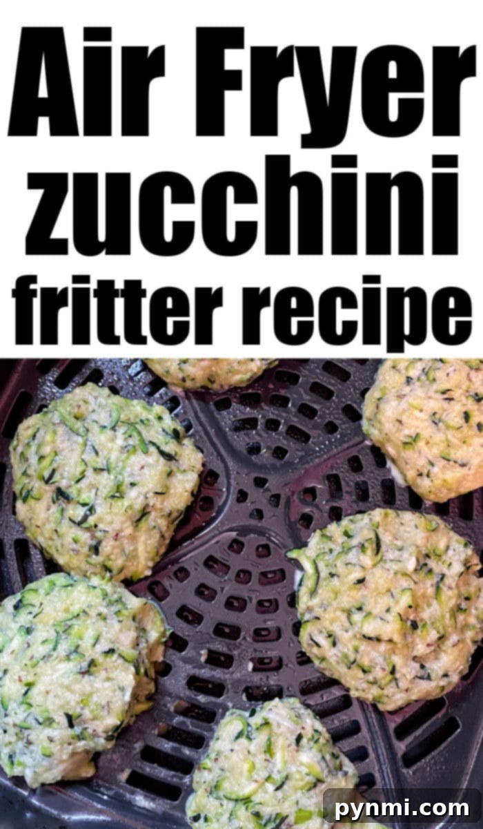 Crispy air fryer zucchini fritters on a rack