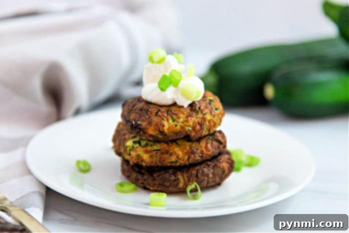 Close-up of a crispy zucchini fritter in air fryer