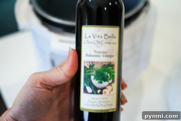 No Thaw Instant Pot Pork Shoulder 7 balsamic vinegar bottle