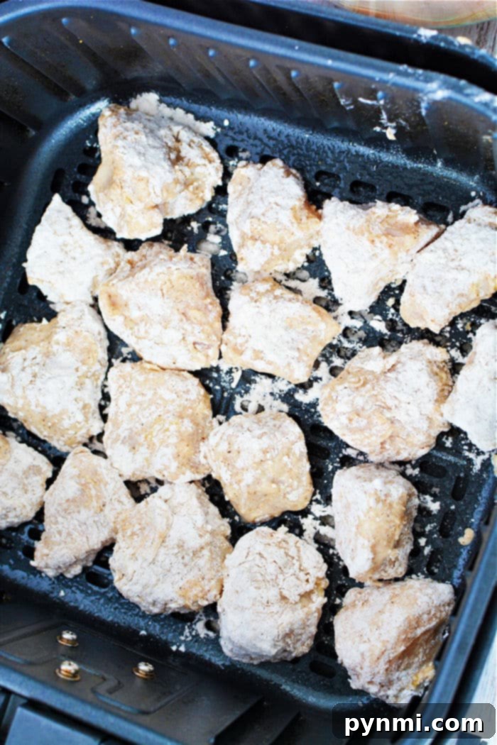 Crispy Homemade Air Fryer Chicken Nuggets 5 Air fryer chicken nuggets plated and ready to serve.