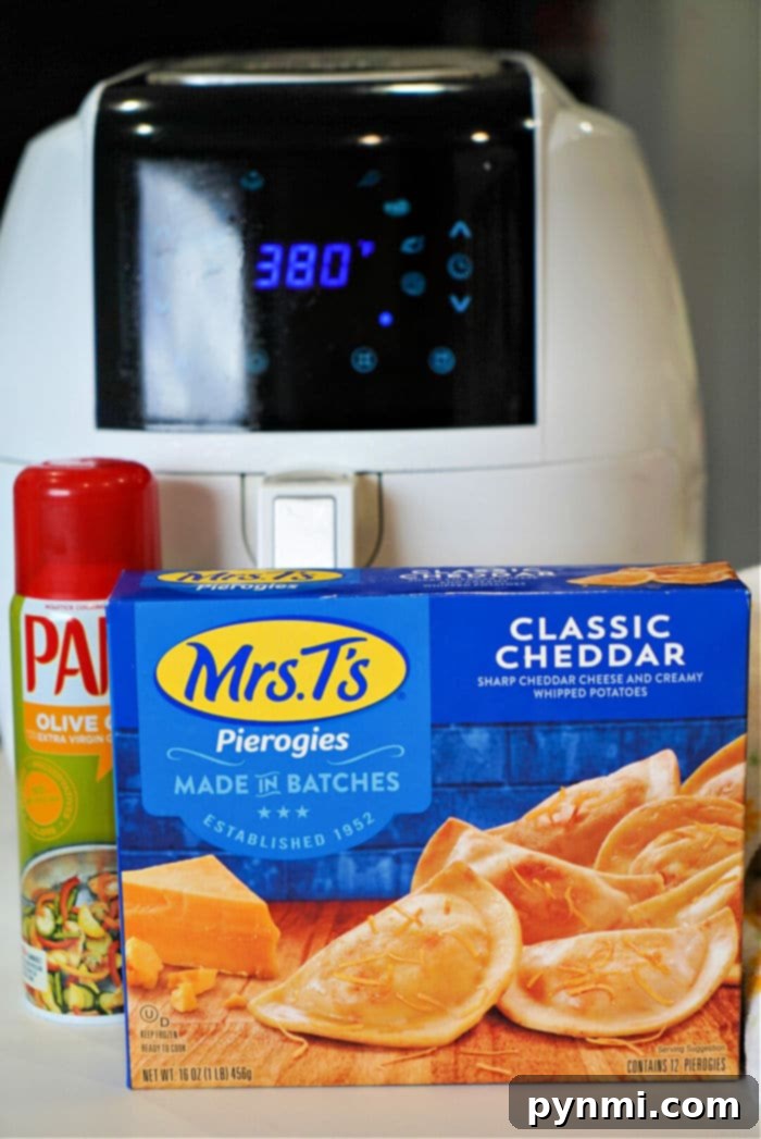Raw frozen pierogies waiting to be cooked in an air fryer.