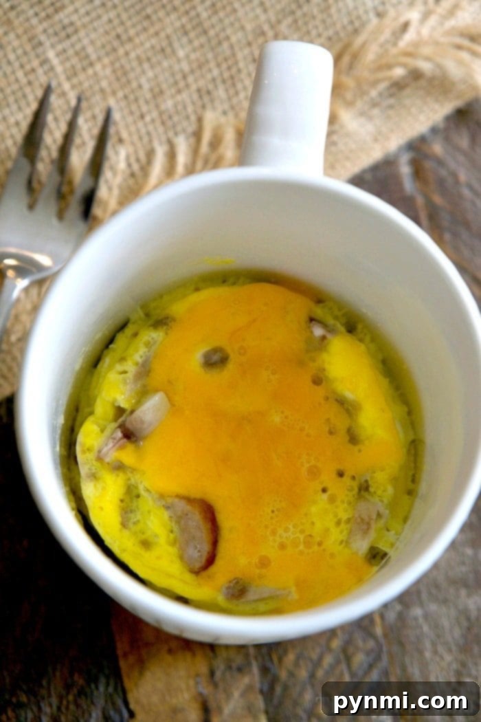 Beyond the Shell: A Guide to Eggs 9 omelette in a mug recipe being prepared