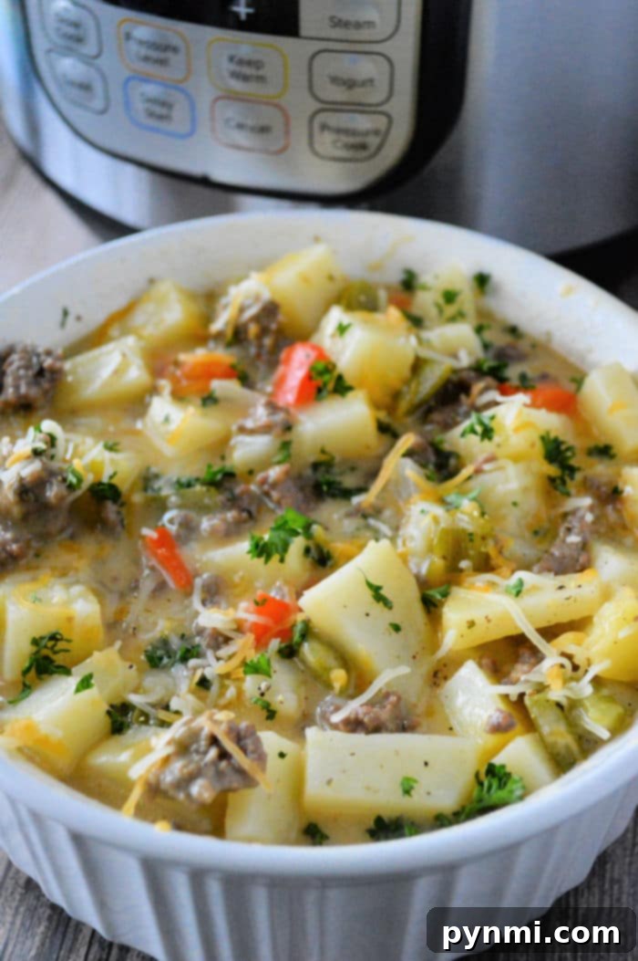 Hearty Instant Pot Ground Beef and Potatoes 2 Instant Pot Ground Beef and Potatoes, a delicious and easy one-pot meal for any time of day.