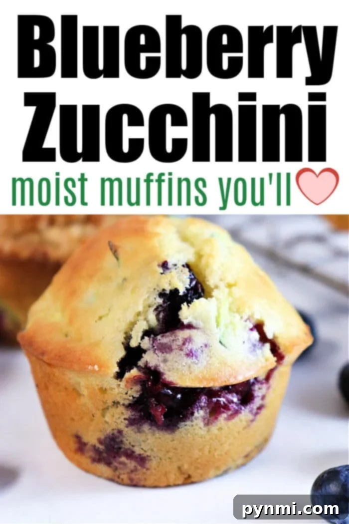Close-up of a basket of zucchini blueberry muffins, highlighting their delicious texture and blueberries.