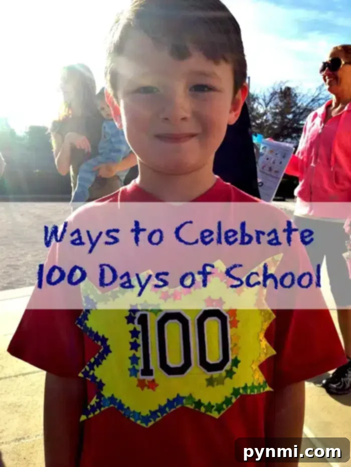 Close-up of a vibrant '100 Days' t-shirt decorated with felt numbers and colorful star stickers, a perfect DIY project for school celebration.
