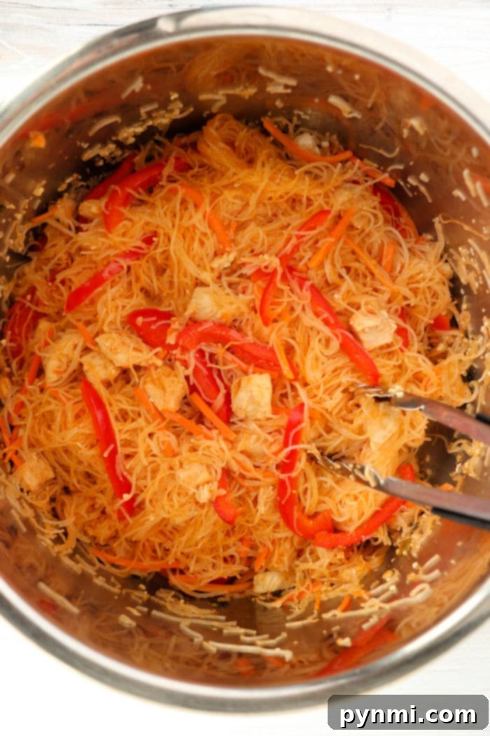 Speedy Instant Pot Pad Thai 8 Chicken Pad Thai close-up in a bowl