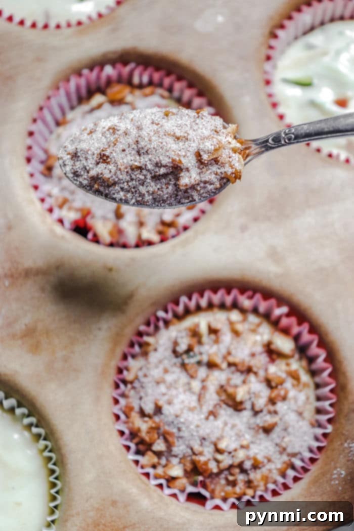 Muffin with a sweet crumble topping