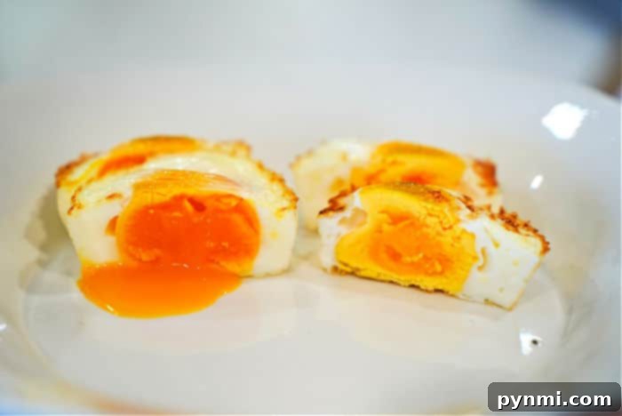 Comparison of large and medium air fryer eggs cooked in silicone cups.