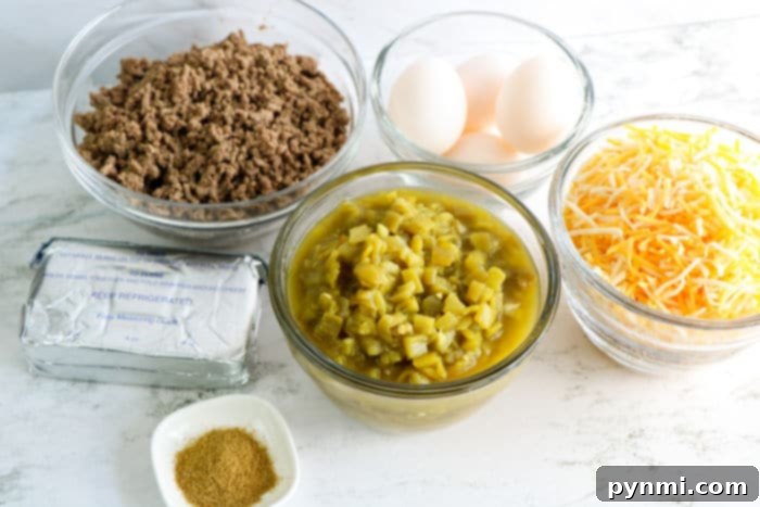Poblano Fiesta Bake 3 Hearty Green Chile Casserole with Melted Cheese