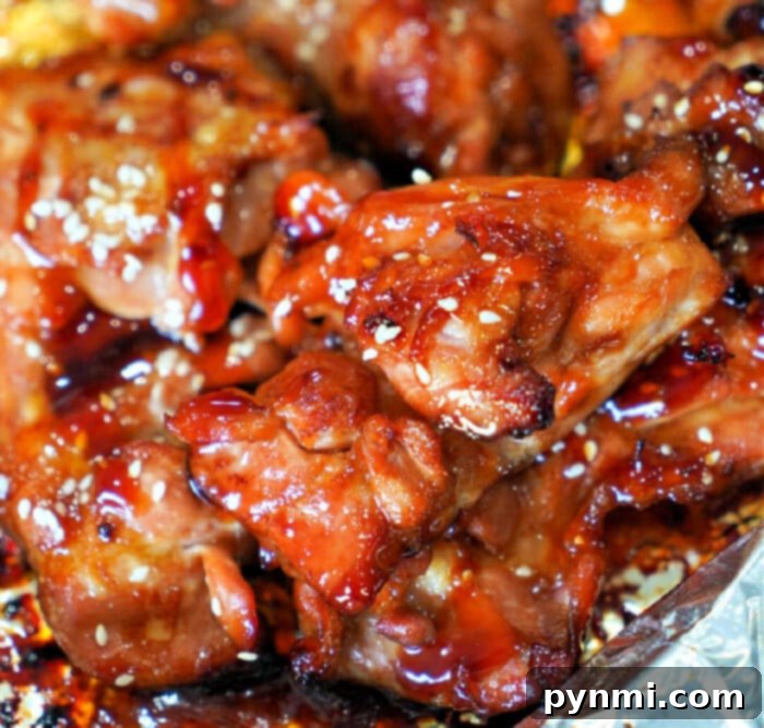 broiled Teriyaki Chicken Thighs on a baking sheet