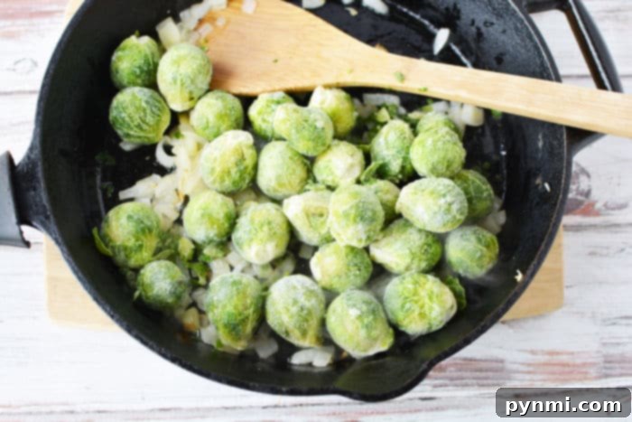 Perfect Pan-Seared Brussels Sprouts 3 Brussel Sprouts in cast iron skillet