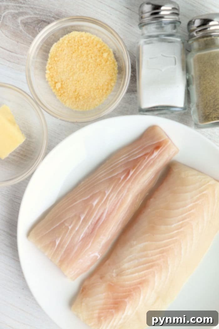 Perfect Air Fryer Mahi Mahi 4 Raw mahi mahi fillets, ready for seasoning and air frying.