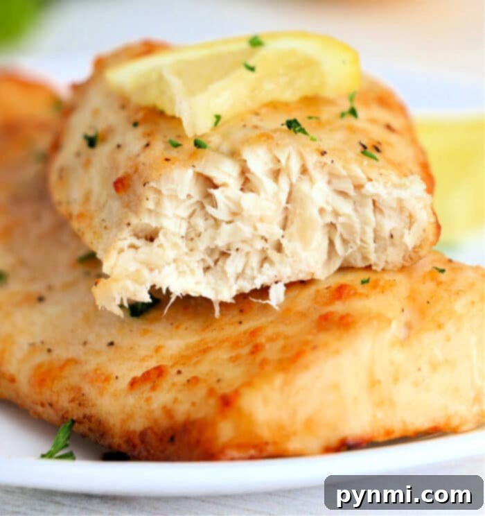 Perfect Air Fryer Mahi Mahi 9 Air Fryer Mahi Mahi recipe served on a plate with garnishes.