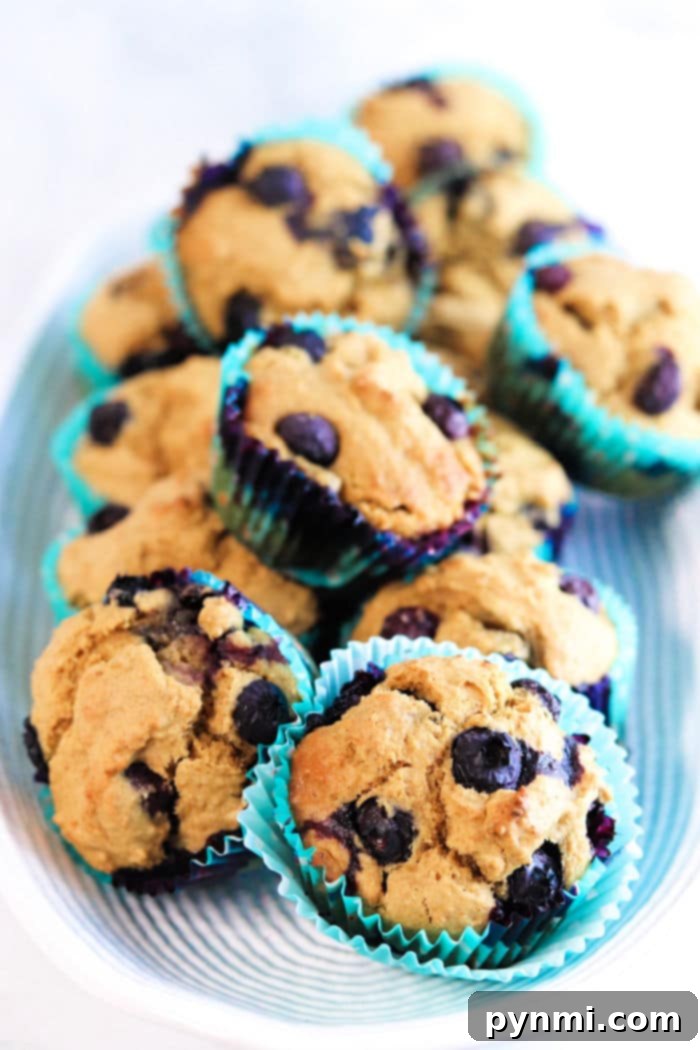 Healthy blueberry bread made into muffins.