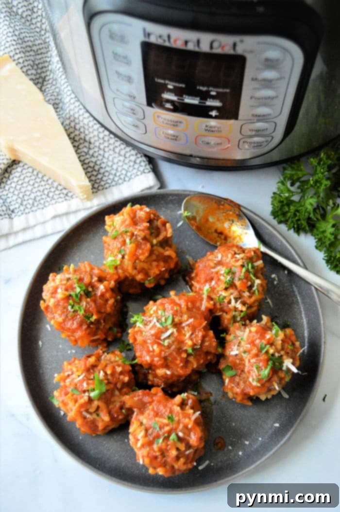 Effortless Instant Pot Porcupine Meatballs 11 Cross-section of pressure cooker Porcupine Meatballs showing perfectly cooked rice inside