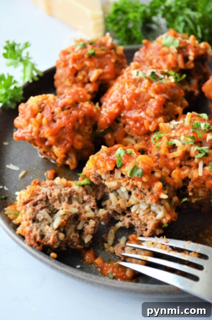 Effortless Instant Pot Porcupine Meatballs 12 Close-up of Porcupine Meatball recipe served in a bowl with sauce