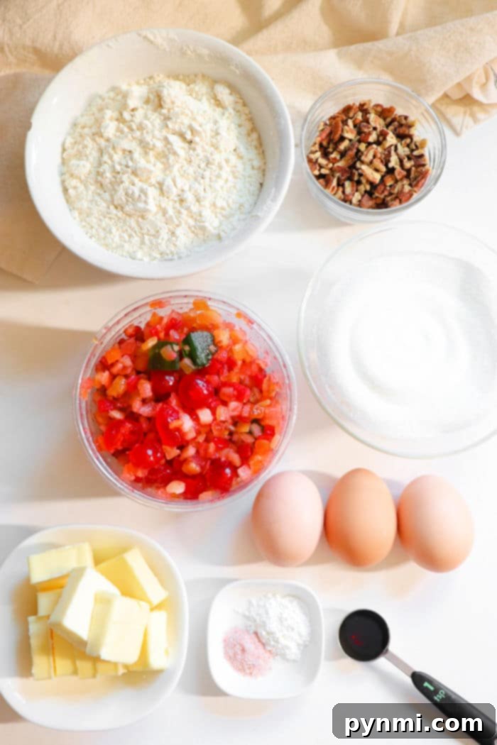 Grandmas Sweet Fruitcake Tradition 3 Ingredients for Easy Fruitcake, including candied fruit and nuts