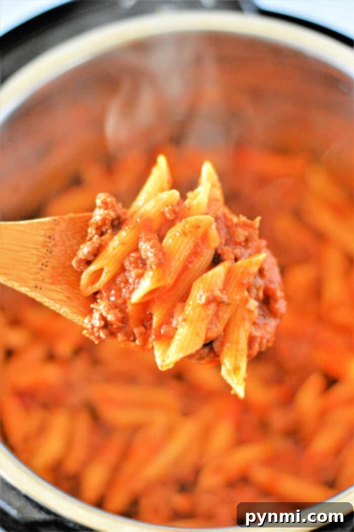 penne pasta instant pot served in a bowl