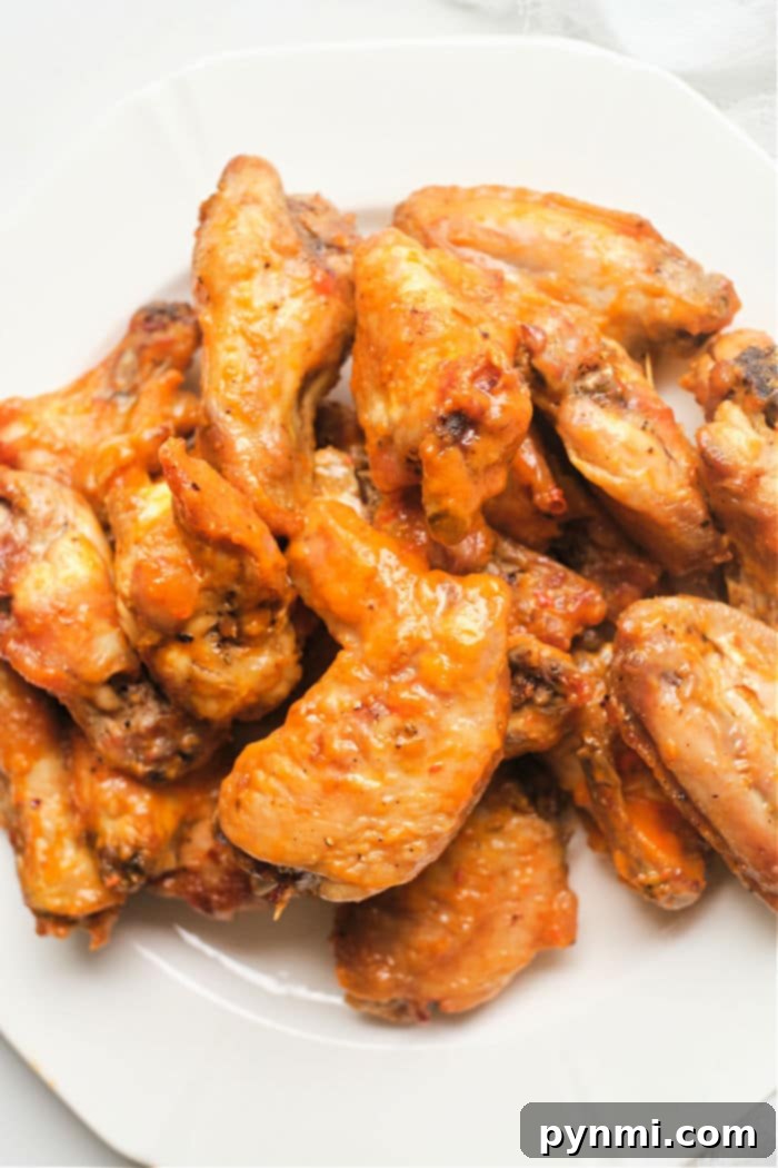 Crispy hot chicken wings fresh out of the air fryer