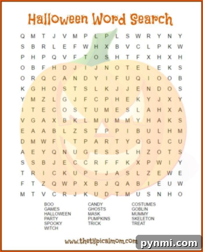 Printable Spooky Halloween Treasure Hunt 6 Halloween word search printable