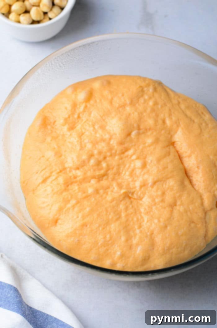 Cozy Pumpkin Babka Swirl 5 babka dough - A close-up of the smooth, risen babka dough, ready for shaping.