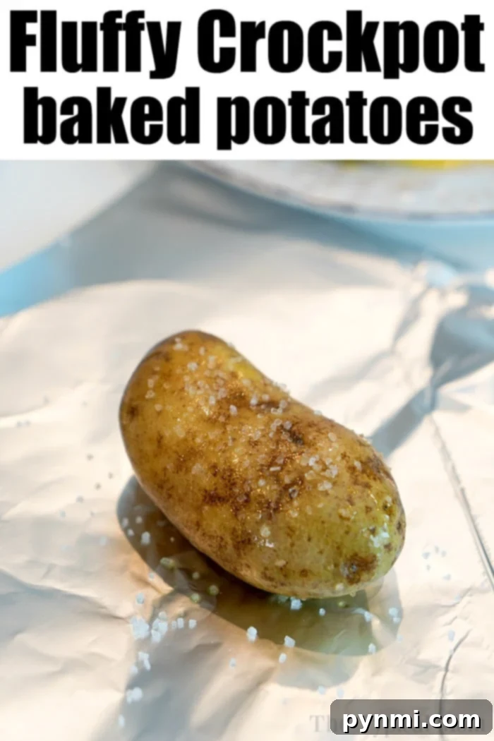Crockpot baked potatoes are the best side dish or loaded up as dinner tonight! If you're wondering how to make potatoes in a slow cooker this is it! #slowcooker #crockpot #bakedpotatoes #fluffy #crockpotrecipes Keep baked potatoes warm in a crock pot until ready to serve.
