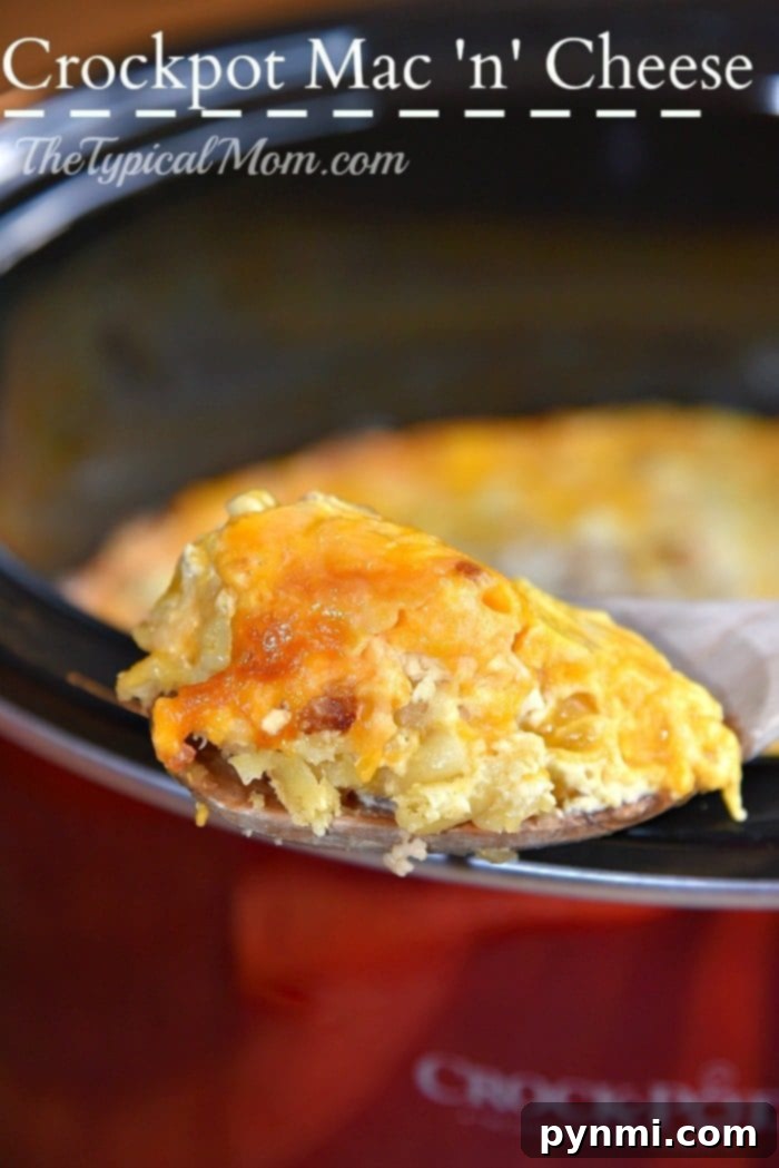 Here is an easy cheesy crockpot macaroni and cheese recipe! Just dump it into your slow cooker and let it cook by itself all day long. I will never make homemade macaroni and cheese any other way now. A family favorite pasta dinner. #crockpot #slowcooker #macaroniandcheese #dinner #pasta Easy and cheesy crockpot macaroni and cheese, a family-friendly pasta dinner.
