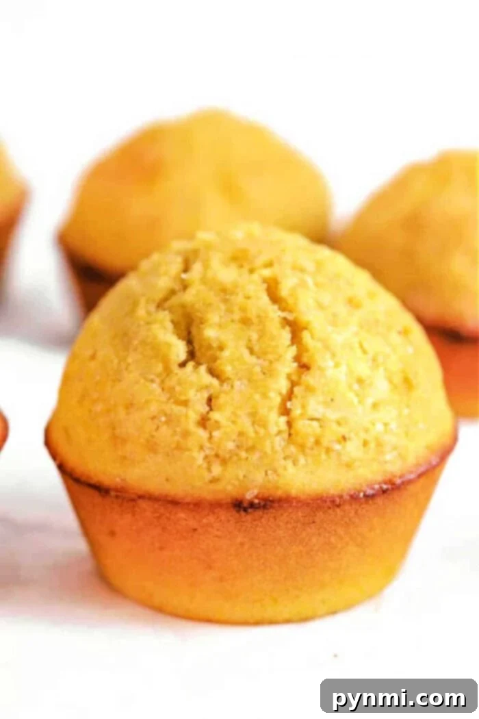 Golden Corn Muffins 8 Cornmeal muffins with buttermilk