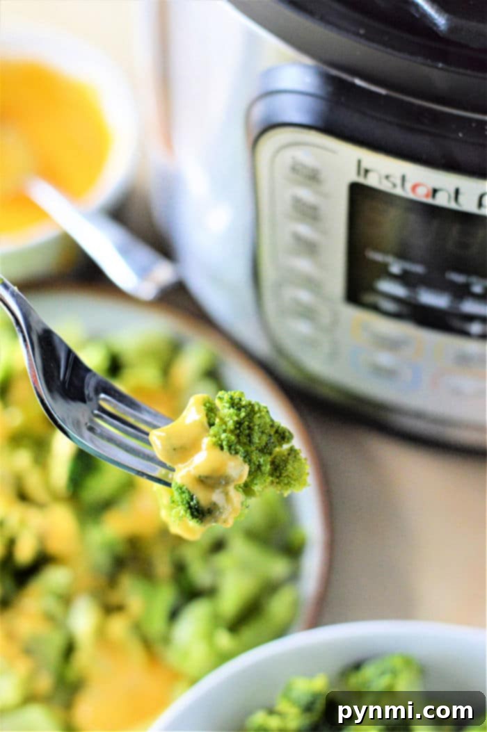 Bag of frozen broccoli florets ready for cooking in a pressure cooker.