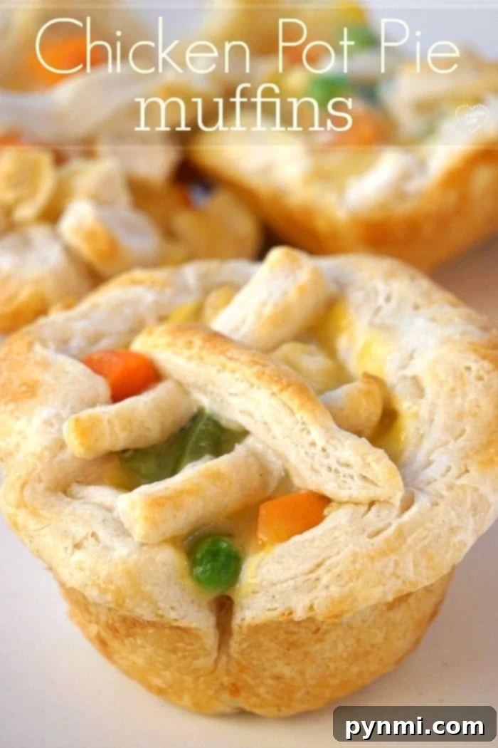 Chicken pot pie muffins are a delightful muffin tin recipe for dinner. Chicken pot pie muffins baked in a muffin tin