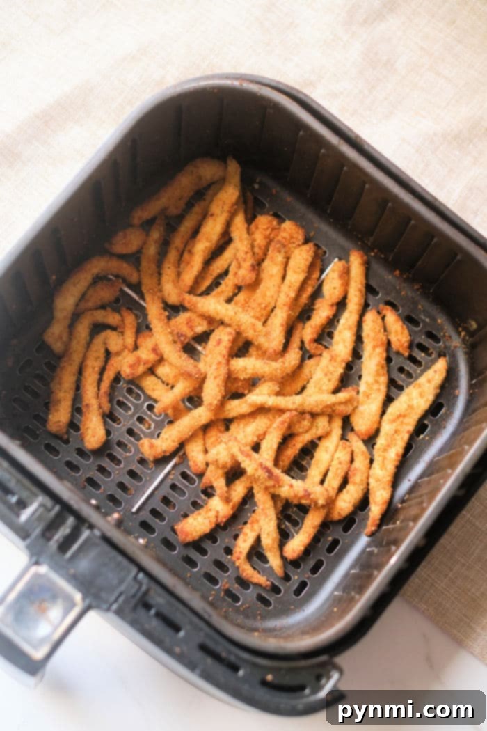 homemade air fryer chicken strips ready to be served