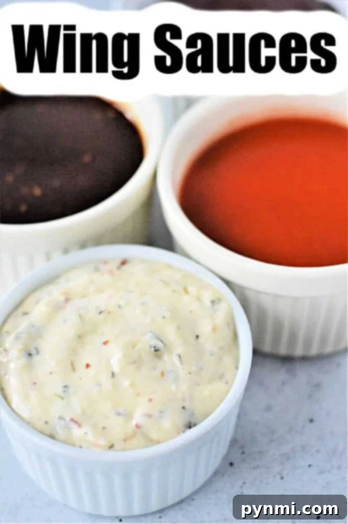 Collection of delicious chicken wings dipping sauces
