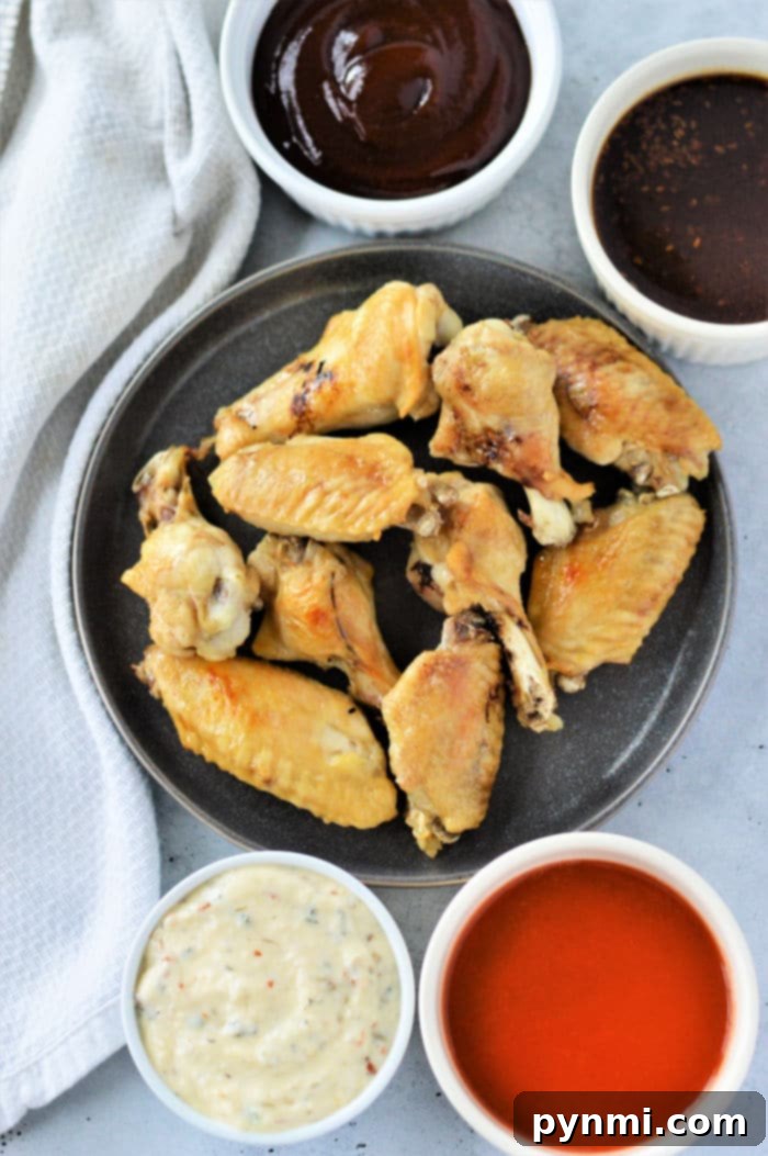 Assortment of Dipping Sauce for Chicken Wings on a platter