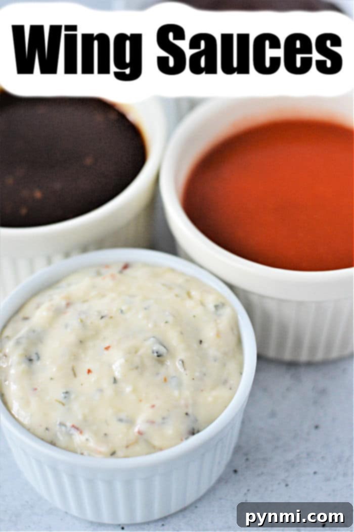 Beautifully arranged chicken wing sauces