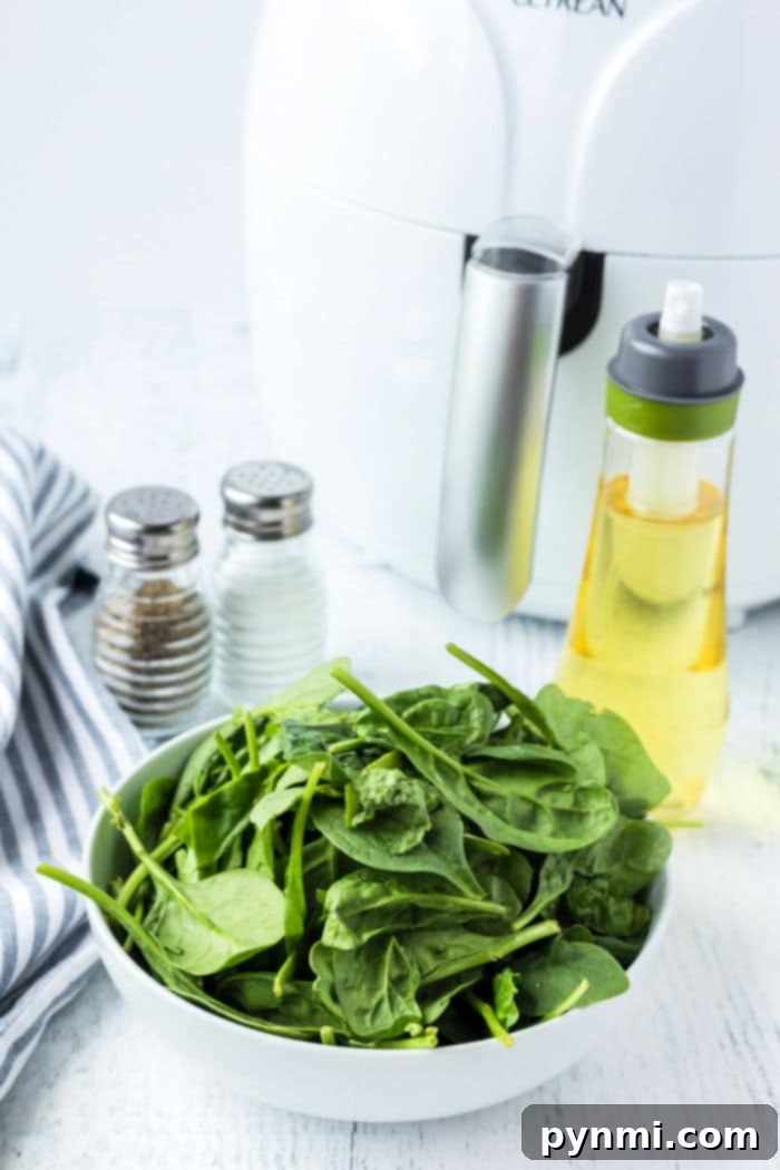 spinach in the air fryer