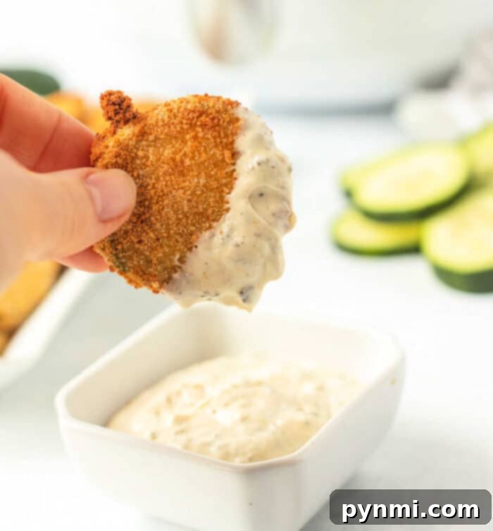 Air-Fried Cucumber Crisps 2 Crispy salt and pepper air fryer cucumber chips served with a dipping sauce.