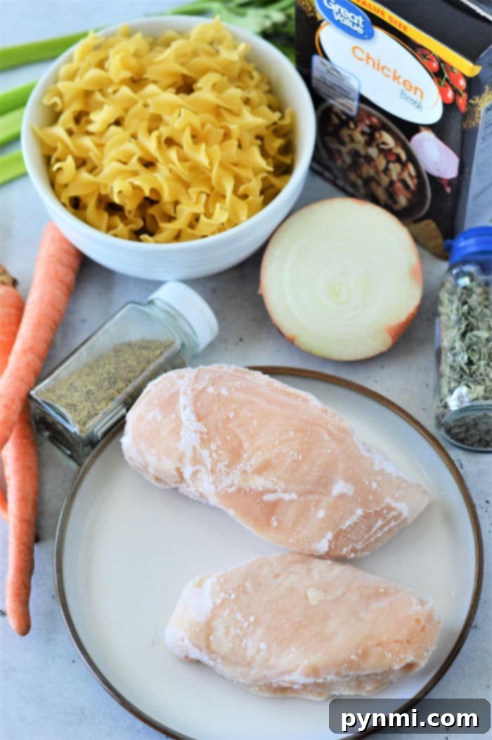 Chicken Noodle Soup with Frozen Chicken