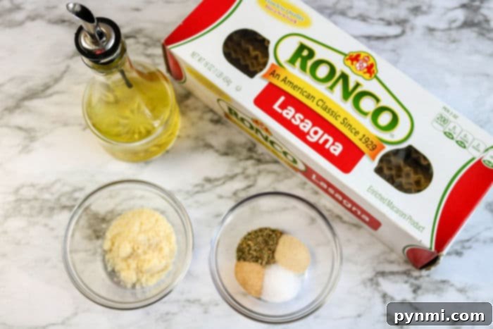 Ingredients for homemade pasta chips