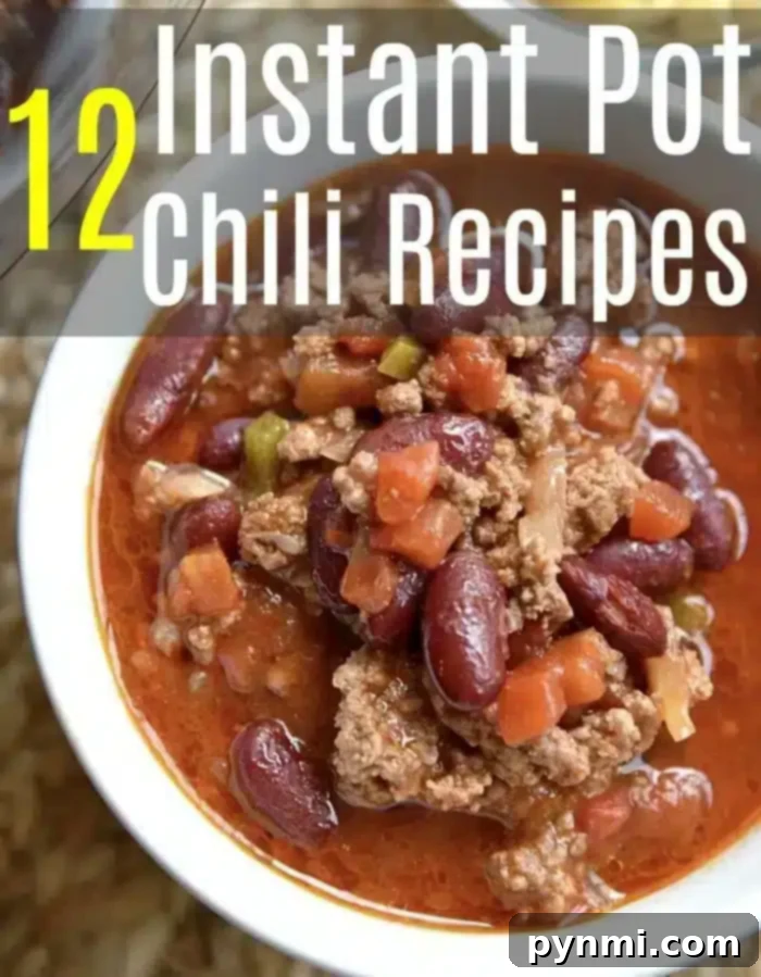 A steaming bowl of Instant Pot chili, garnished with fresh cilantro and shredded cheese, ready to be enjoyed on a cozy evening.