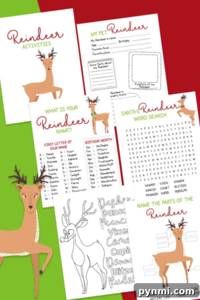 Festive Reindeer Coloring Adventures 2 free christmas reindeer printables
