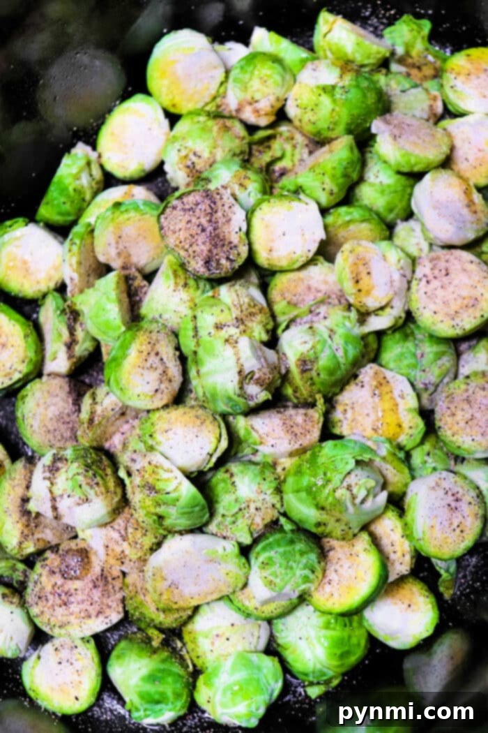 A bowl of delicious brussels sprouts, perfect for showcasing the final dish.
