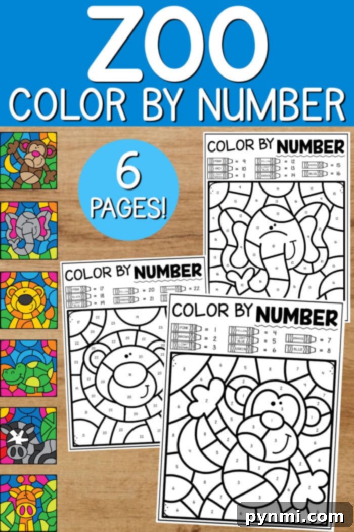 Free Color by Number Animals for Kids