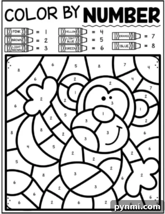 Free Color by Number Animals Printables featuring a Zebra
