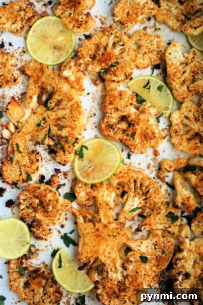 Crispy Air Fryer Cauliflower Steaks seasoned and cooked to perfection.