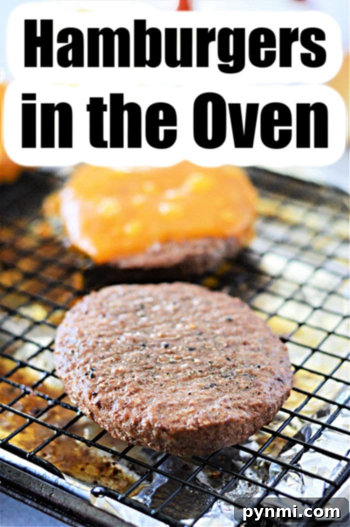 Frozen Burgers in the Oven, close up