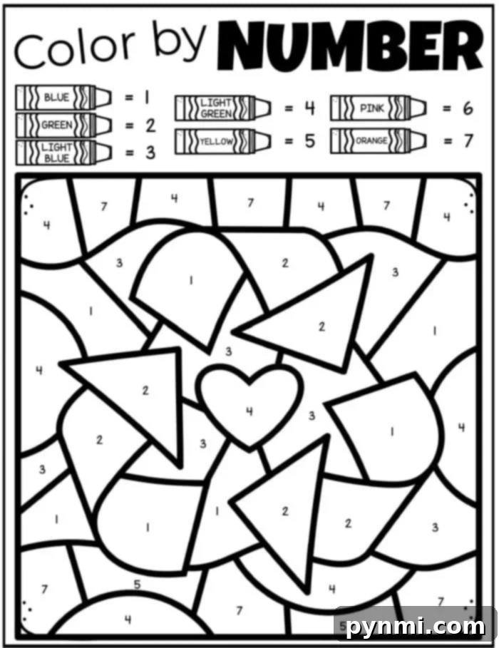 A charming Earth Day color by number page featuring a recycling bin overflowing with various recyclable items, perfect for teaching kids about waste separation and environmental care.