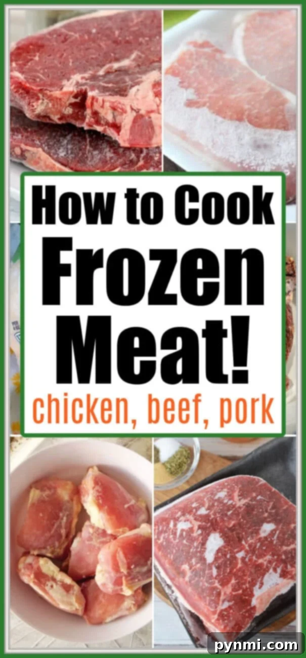 Mastering Tender Frozen Meat 3 A vibrant collage of various cooked meats, illustrating the successful transformation of frozen ingredients into tender, delicious meals.