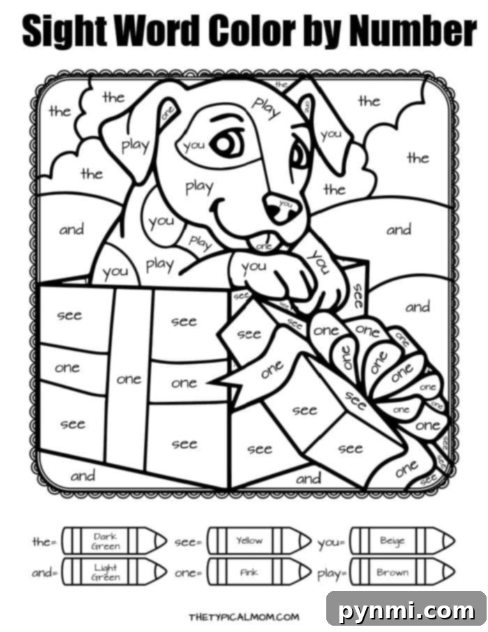 Fun Printable Sight Word Coloring Sheets 4 Fun Sight Word Color By Number Activity Sheet