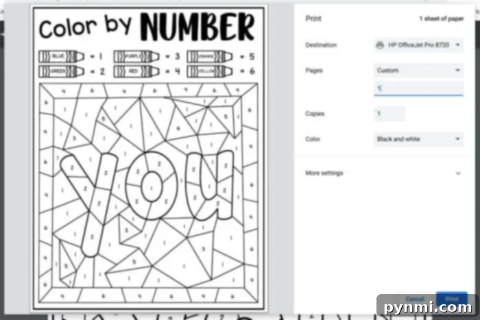 Fun Printable Sight Word Coloring Sheets 6 Screenshot of printing options for sight word worksheets