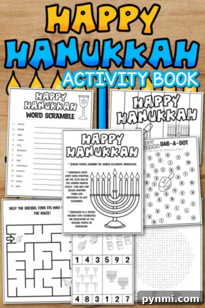 Festive Hanukkah Coloring Pages to Print 2 Vibrant Hanukkah coloring page featuring a menorah, dreidels, and Star of David